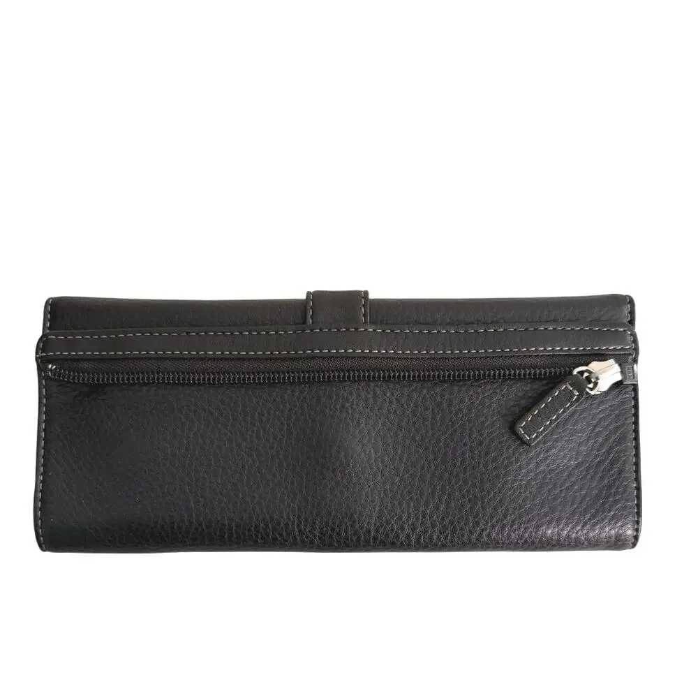 Levenger Brown leather snap fold up jewelry case